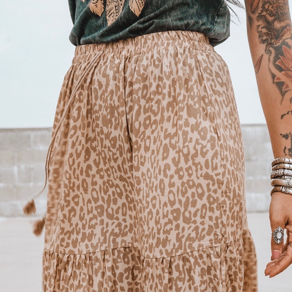 Boho Spell Style Leopard Gypsy Festival Maxi Skirt - Picture 8 of 8